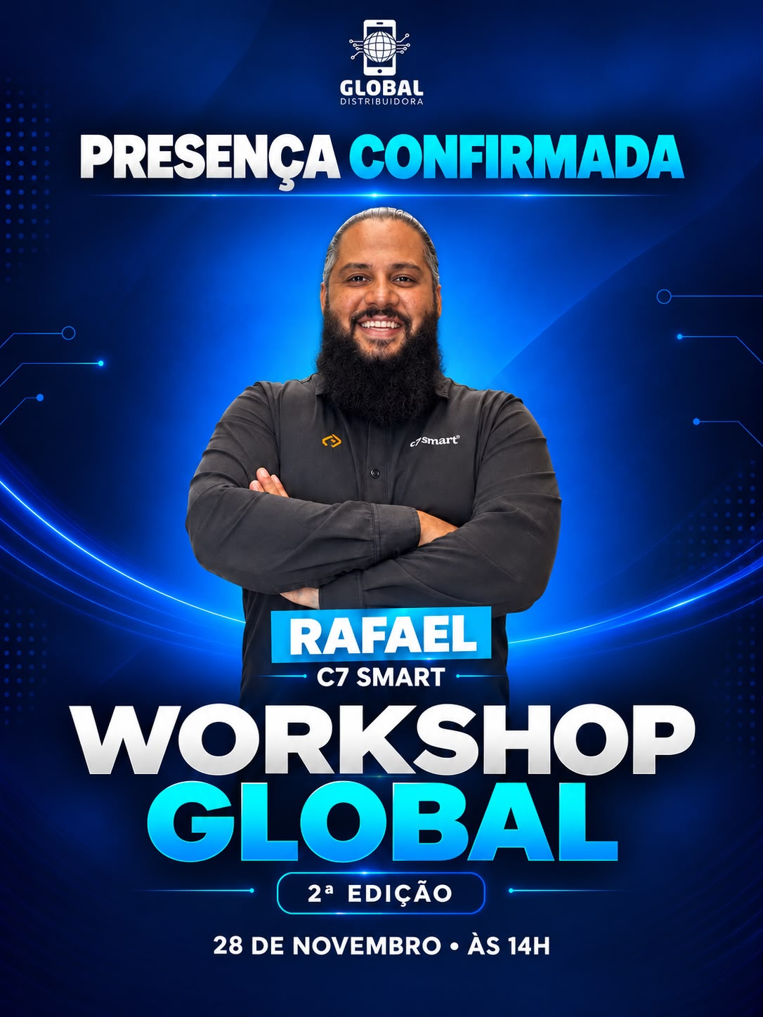 Arte oficial do Workshop Global 2ª edição com Rafael C7 Smart, 28 de novembro às 14h